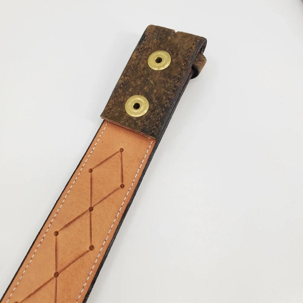 Comstock Heritage Distressed Brown Leather Belt Strap Diamond Stitched Western